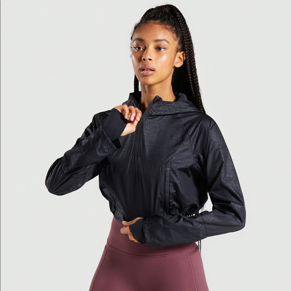 Gymshark Black Lightweight Hooded Windbreaker Jacket
